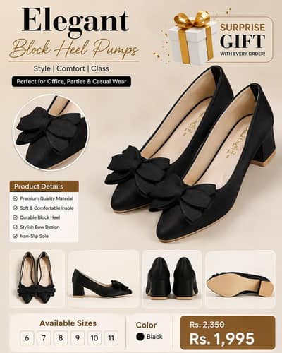 Block Heel Pumps | 7 Colors | Size 6-11 & FREE Surprise Gift