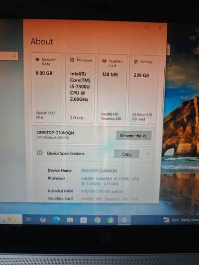 HP EliteBook 840 G4 | Core i5 7th Gen | 8GB RAM | 256GB SSD