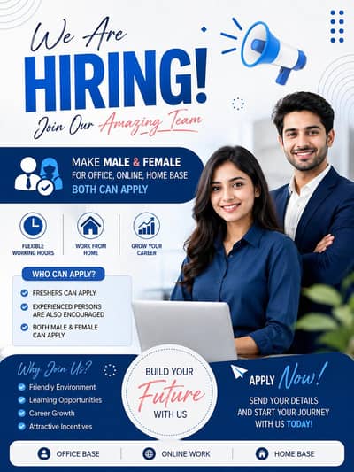 We are hiring staff male and female for online and office work