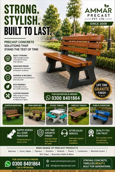 cement precast concrete outdoor garden Banch table chairs etc.