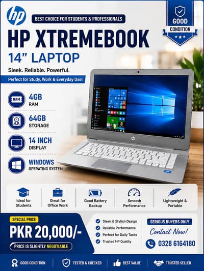 HP XtremeBook14" Laptop| 4GB RAM | 64GB Storage|Windows|Good Condition