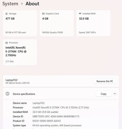 hp ZBook Studio x360 G5/Xeon E-2176M/32GB RAM /512GB SSD