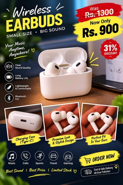 Wireless Earbuds Bluetooth 5.0 | Clear Sound | Only Rs. 900 