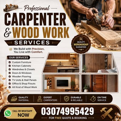 Carpenter Service | Kitchen Cabinet | Wood work | Furniture Repair