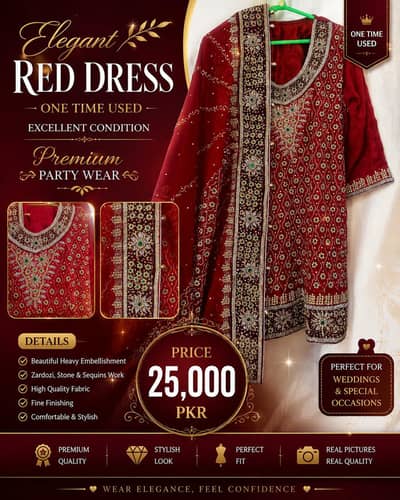 Maria B. royal bridal dress(One time used)medium size 25000PKR.
