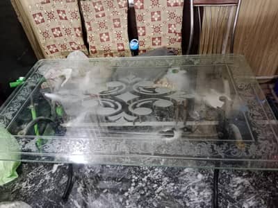 Glass dining table with 6 chairs