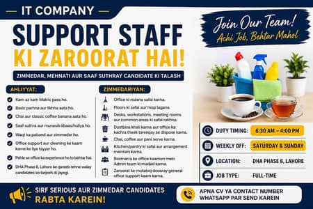 Support Staff Ki Zaroorat – IT Company