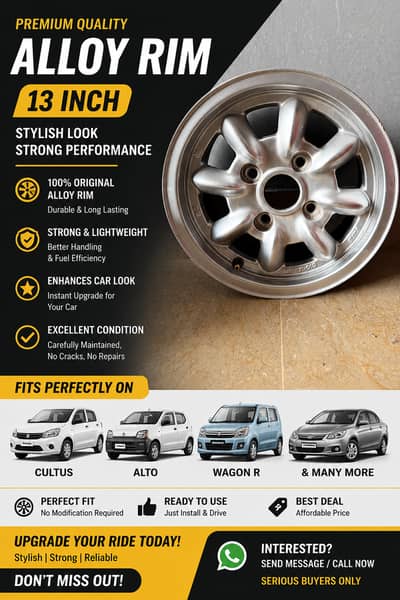13 Inch Alloy Rims | Cultus Alto Wagon R | Stylish Silver Rims