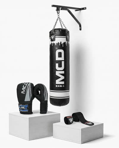 MCD Punch Bag Black Full Set (Bag, Chain, Bracket, Mitt & Wraps)