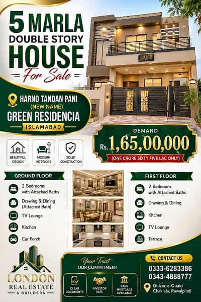 5 Marla Double-Story House For Sale Harno Thanda Pani/Lehtrar Road area.