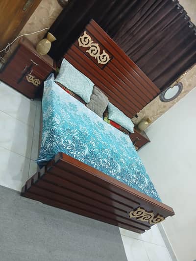 Bed and side table
