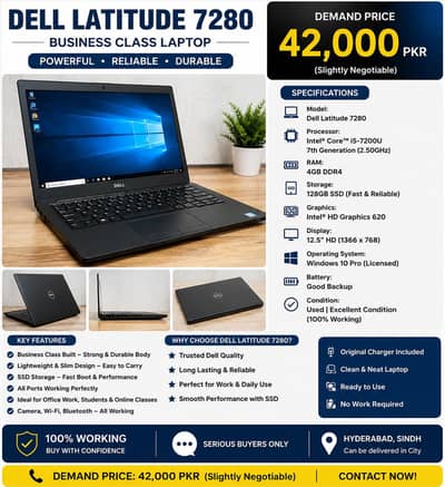 Dell Latitude 7280 i5 7th Gen | 4GB RAM | 128GB SSD | Business Laptop