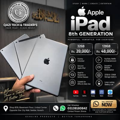 Apple iPad 8th Generation 32GB / 128GB Factory Unlocked | Genuine