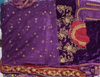 BRANDED 3 PIECE SUITE EMBROIDERED WITH NET VELVET