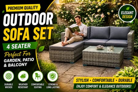 Premium Outdoor Wicker Sofa Set | Stylish 4 Seater Garden & Patio Fur