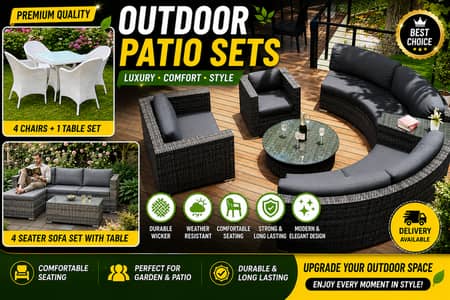 Premium Outdoor Rattan Patio Set | 4 Seater Sofa Set with Table | Sty