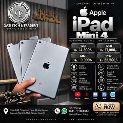 Apple iPad Mini 4 | 16GB 32GB 64GB 128GB | Factory Unlocked