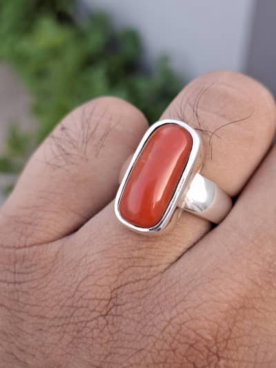 Natural Italian Marjan Silver Ring