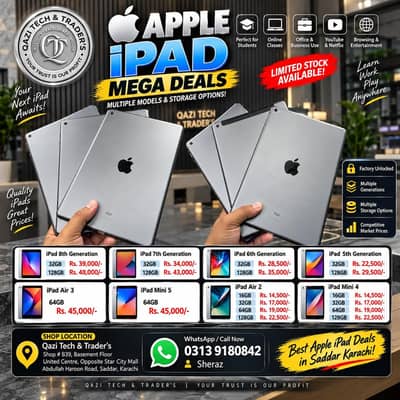 Apple iPad 8th, 7th, 6th & 5th Gen | iPad Air 3/Air 2 | iPad Mini 5&4