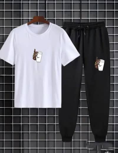 2 Pcs Men's Jersey Printed Track Suit.