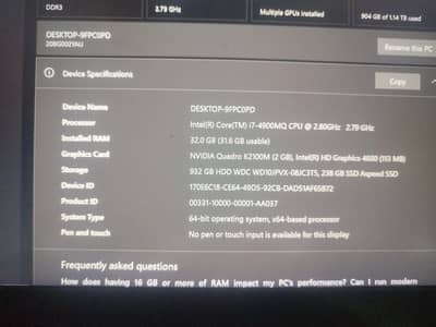 Lenovo Thinkpad W540 32 GB RAM