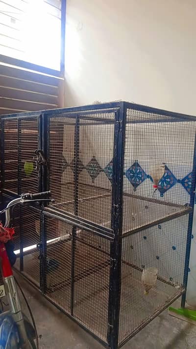 4 Section Heavy Iron Bird Cage for Sale | Parrot Lovebird Cage