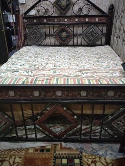 Beautiful King Size Wooden & Iron Bed | Elegant Design