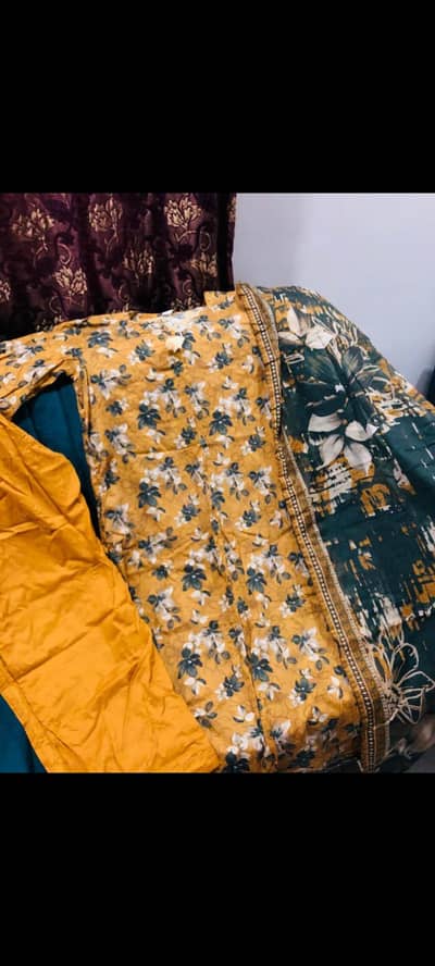 Beautiful mustard yellow 3-piece printed suit