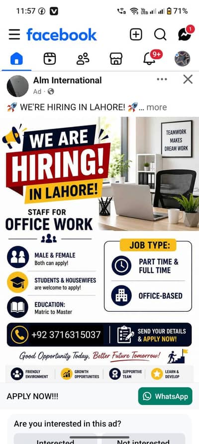 Golden opportunity available in Lahore