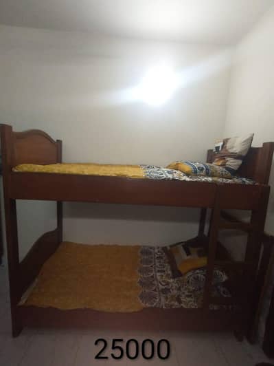 wooden double bed