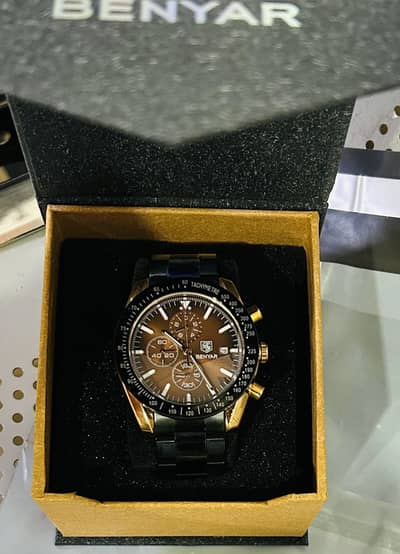 100% Original New Box Pack Rare Coffee Brown Coloured Benyar Men Watch