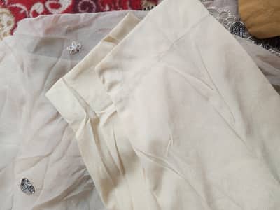 Beautiful Embroidered 3-Piece Suit – Off White & Black