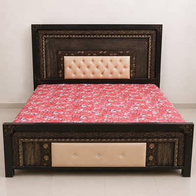 King size iron bed without mattress.