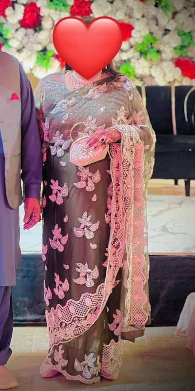 Beautiful saree with moon light blouse