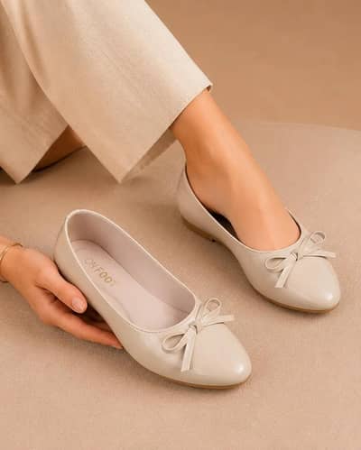 Women's Patent Ballerina Shoes 074 - Fawn