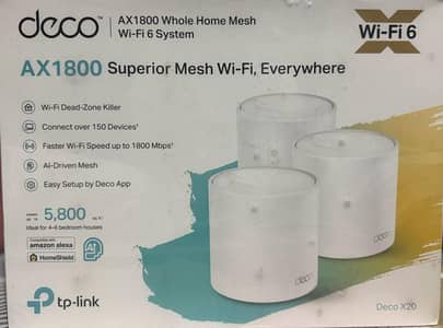 TP-LINK DECO X-20 AX 1800 WHOLE HOME MESH Wi-Fi 6 SYSTEM (BOX PACK)