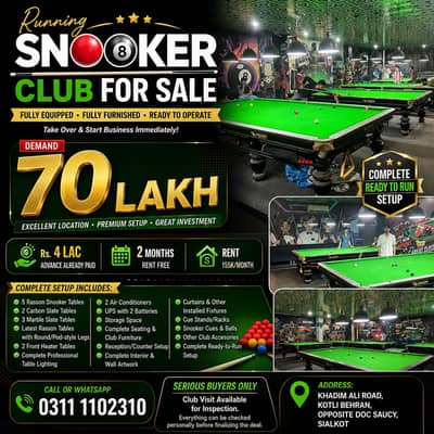 Rasson Snooker Table|Snooker Club|Snooker Setup SialkotBilliard Tables