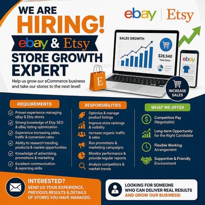  Urgent Hiring – eBay & Etsy Store Growth Expert