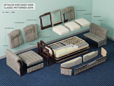 5 Seater Classic Pattern Sofa Set for Sale