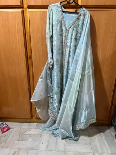Light Blue & Silver Embroidered Formal Dress – Once Worn