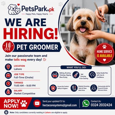 Pet Groomer Required _ Urgent Hiring _ Male jobs _ Jobs _ Jobs in LHR