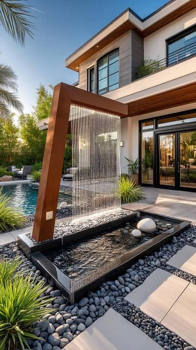 Fountain, Waterfall Outdoor indoor, Rooftop Gardens complete work