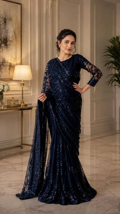 fancy net saree for rent