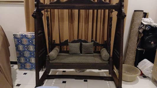Elegant Solid Wood Swing Jhula – Classic Handcrafted Wooden Swing with