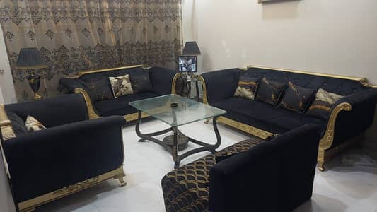 Premium 6 -Seater Luxury Sofa Set – Elegant Black Cushioned | Excel