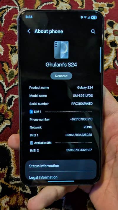 Sumsung galaxy s24 8gb 128gb online PTA Approved