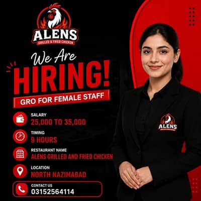 fast food restaurant men female staff ki need hai