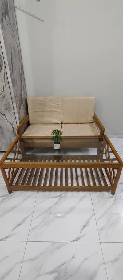 2-Seater Sofa with Table – Good Condition