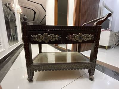 Tea trolley,dressing table mirror,    Wooden Curtain Pelmet