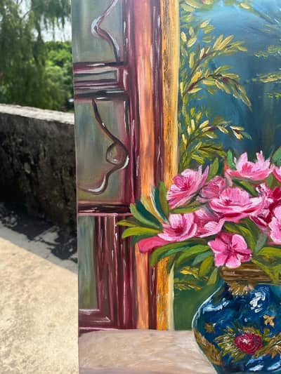 Handmade Floral Still Life Canvas Painting for Sale